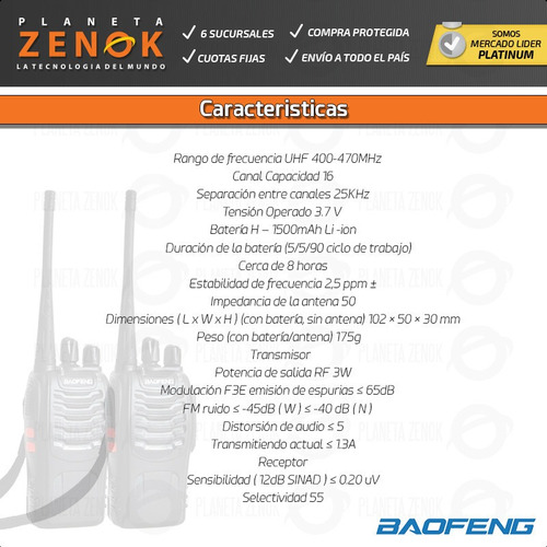 Handy Radio Manos Libres Baofeng Walkie Talkie Recargable