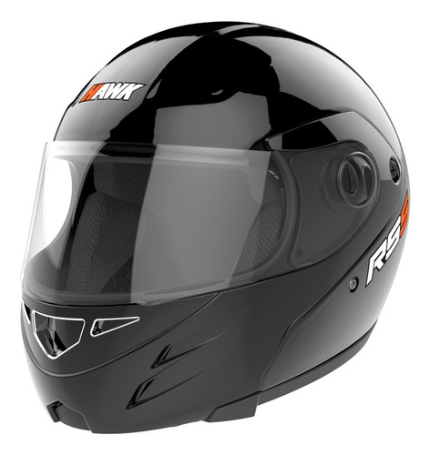 Casco Moto Hawk Rs5 Rebatible Negro Brillo Tienda Oficial