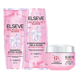 Kit Elseve Glycolic Gloss Shampoo Condicionador E Máscara