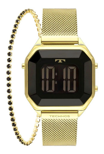 Relógio Digital Feminino Technos Dourado Presente Original