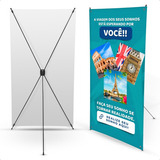 Porta Banner X 60x160cm Ajustável Estrutura Pedestal Lona 