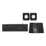 Kit Pc Escritorio Teclado Mouse Caixinha Som + Mousepad