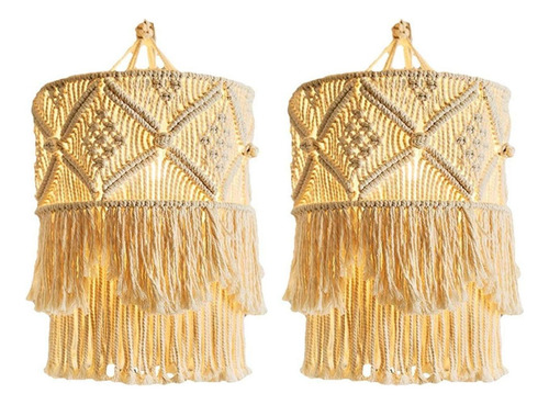 2x Tejido De Macrame Lámpara Boho Cubierta Decoración Para