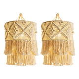 2x Tejido De Macrame Lámpara Boho Cubierta Decoración Para