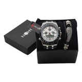 Reloj Hombre, Stryve Y Pulsera, Estuche, Set De Color De La Correa Blanco