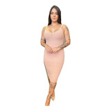 Vestido Tubinho Midi Modal Alça Com Elastano Conforto 