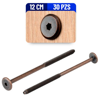 Tornillo Conector Union Muebles 12 Cm 1/4 Bronce 30 Pack