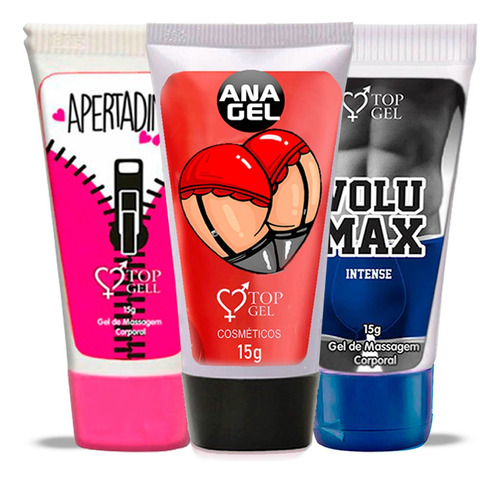 Kit 3 Lubrificantes Anagel E Diversos Géis Especiais Top Gel