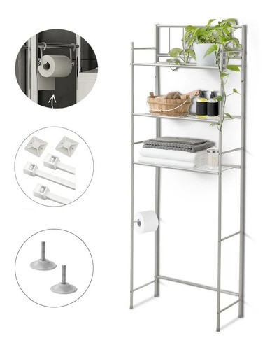 Mueble Organizador De Baño Tres Estantes Metal # Sobre Mochila Repisa Inodoro  