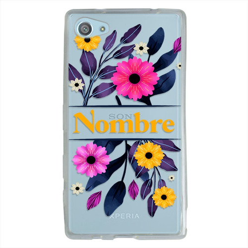 Funda Sony Xperia Antigolpes Flores Personalizada Con Nombre