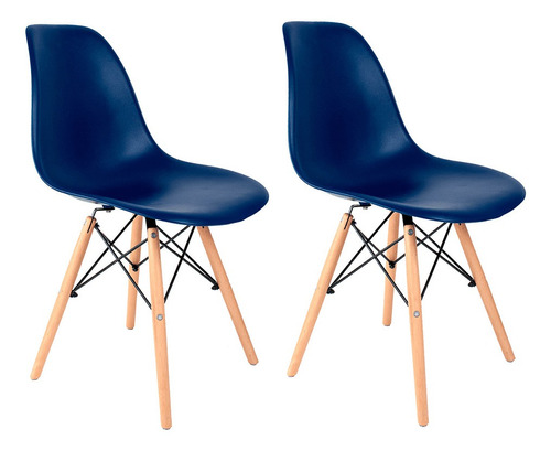 Cadeira De Jantar Empório Tiffany Eames Dsw Madera, Estrutura De Cor  Azul-bic, 2 Unidades