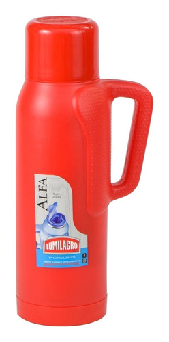 Termo Lumilagro Vidrio 1l Rojo Tapon Cebador Cafetero Alfa