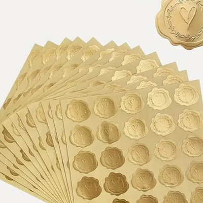 Etiquetas Sello Para Invitaciones Cartas Sticker 100 Pcs Color Dorado | MercadoLibre
