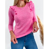 Sweter Con Detalle Volados. Color Rosa