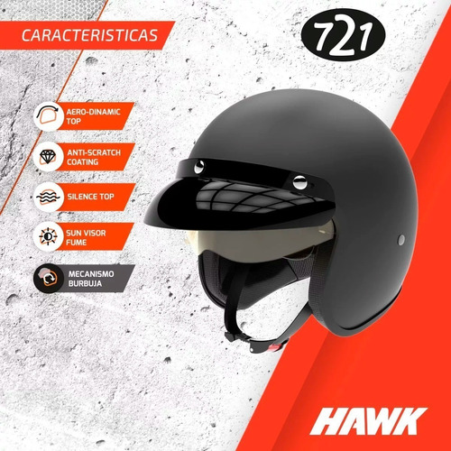 Casco Hawk 721 Abierto Vintage Cafe Racer Sti Motos