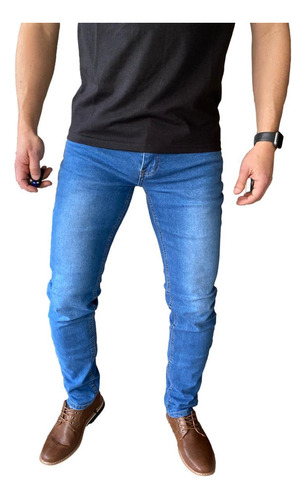 Jeans Hombre Elasticados Slim Azul