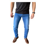 Jeans Hombre Elasticados Slim Azul