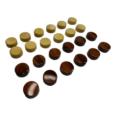 Peças/ Pedras De Dama Madeira Marchetada Pau Marfim E Peroba