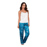 Pijama Satin Flower Babydoll Mujer Sexy Sensual Pantalon