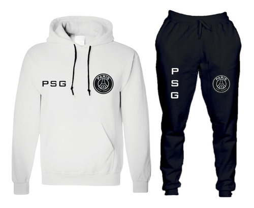 Conjunto Blusa De Frio Calça Moletom Psg Preto Futebol Euro