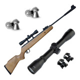 Rifle Aire Comprimido Nitro Madera Hunter 5,5 Potente 4x32