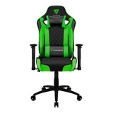 Cadeira De Escritório Thunderx3 Tgc12 Evo Gamer Ergonômica  Verde Com Estofado De Couro Sintético Y Fibra De Carbono