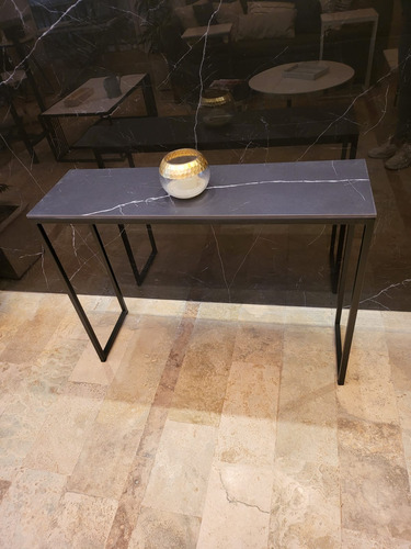 Recibidor 100x30cm. Spl Negro Marquina Sat 12mm Base Hierro 