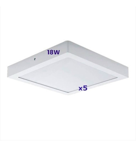 Panel Plafon Led Aplicar Cuadrado 18w Pack X 5u. Color Blanco Color De La Luz Neutro