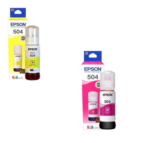 Kit 02 Cores Tinta Epson T504 L4150 L6191 Magenta E Amarelo