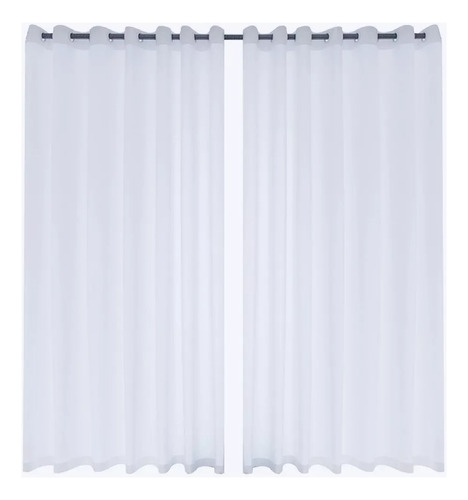  Cortina Velo Liso Con Argolla 140x230 Cm 2 Paño - Blanco