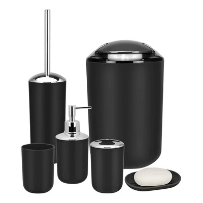 Accesorio De Baño Set 6 Piezas Plastico Decoracion Elegante Color Negro | Meses sin interés