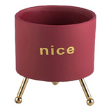 Macetero Con Soporte De Hierro 12cm Alto Maceta Decorativa Color Rojo