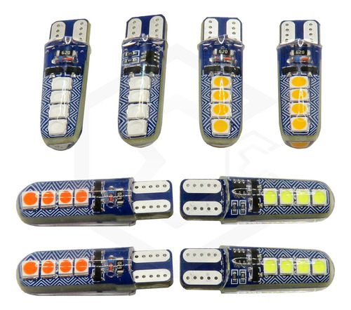 Kit 10 Focos Pellizco T10 8 Led Codigos 3 Funciones 12v T