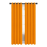 Cortina Blackout 274cm Ancho X 160cm Largo En 2 Paneles Color Naranja