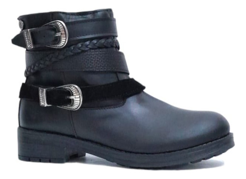 Bota Botita Mujer Cuero Citadina Apliques Moda Comodas Moda