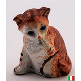 Gato De Terracota Acostado Original 3,5 Cm.