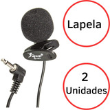 Kit 2 Microfones De Lapela Knup Kp-911 Preto P/celular Barat