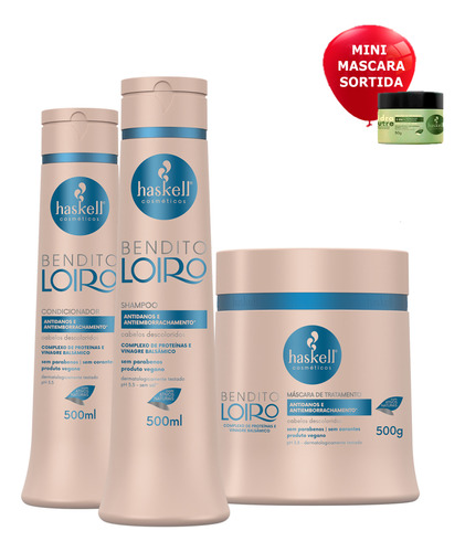 Haskell Bendito Loiro Shampoo Condicionador E Mascara 500ml