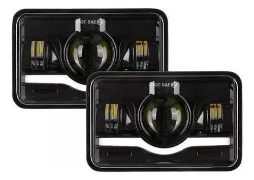 Par 4x6'' Rectangular Led H4 Faros Ojos Demonio Hi/lo Beam