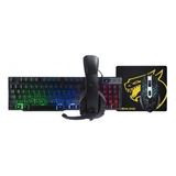 Kit Gamer Shenlong C4001 Teclado + Mouse + Auricular + Pad F Color Del Teclado Negro Color Del Mouse Negro