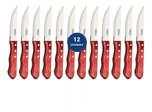 Juego Set X12 Cuchillo Carne Asado Jumbo Tramontina Polywood