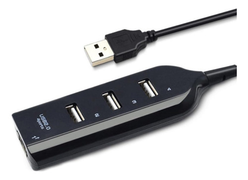 Hub Usb 2.0 Multiaplicador 4 Puertos Universal Para Pc Negro