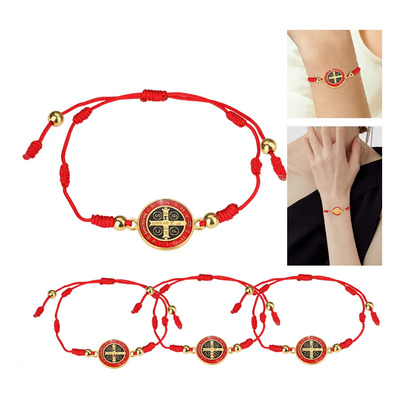 4pz Pulsera 7nudos Proteccion Rojo San Benito Joyeria Hombre | Meses sin interés