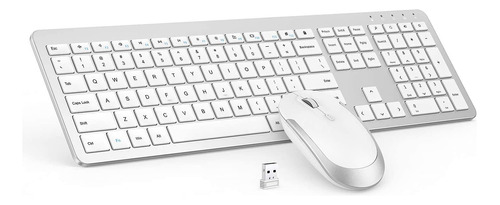 Mouse Y Teclado Para Pc Inalambrico, Delgado | Blanco/see...