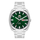 Relógio Orient Masculino Prata Fundo Verde -f49ss021 E1sx
