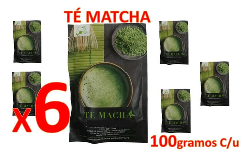 Pack 6 Té Matcha En Polvo Envasado 100 Gr C/u Té Verde