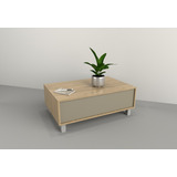 Mesa Ratona Centro De Living Moderna Diseño Melamina 1 Cajon Color Olmo Gris