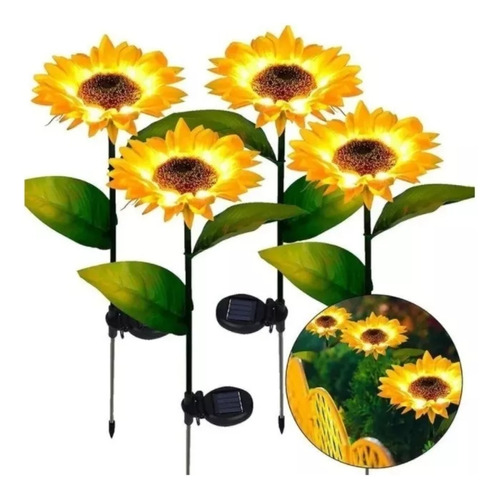 Girasoles Solares Estacas Led Flor Decoración Pack De 4 