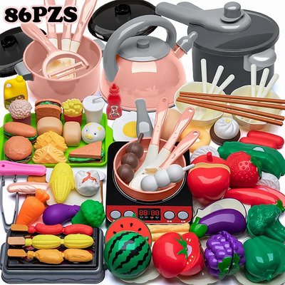 Juguetes De Cocina Con Ollas Y Sartenes Para Niños 86pzs, Utensilios Cocina Comida Con Alimentos Frutas Y Verdura Plástico, Accesorios De Cocina Olla De Sopa, Simulación De Cocina Regalo De Cumpleaños | MercadoLibre