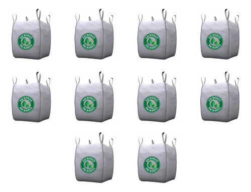 10 Big Bags Ensacar Entulho Reciclagem 120x90x90 Até 1000 Kg